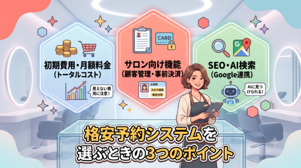 格安予約システムを選ぶときの3つのポイント