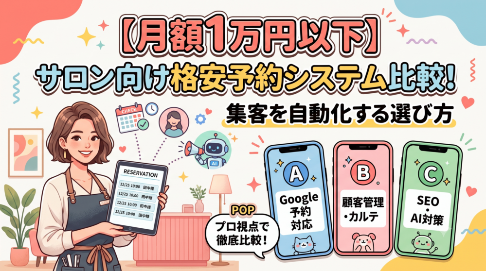 【月額1万円以下】サロン向け格安予約システム比較！集客を自動化する選び方