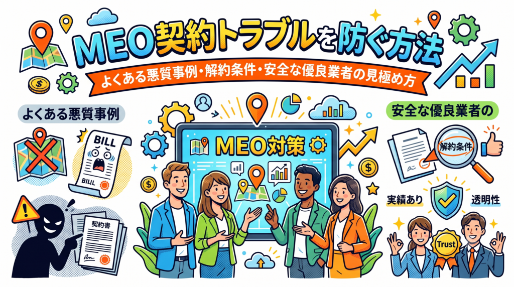 MEO契約トラブルを防ぐ方法｜よくある悪質事例・解約条件・安全な優良業者の見極め方
