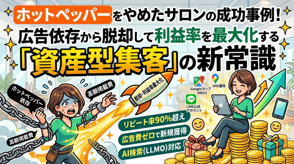 ホットペッパーをやめたサロンの成功事例｜広告依存から脱却して利益率を最大化する「資産型集客」の新常識
