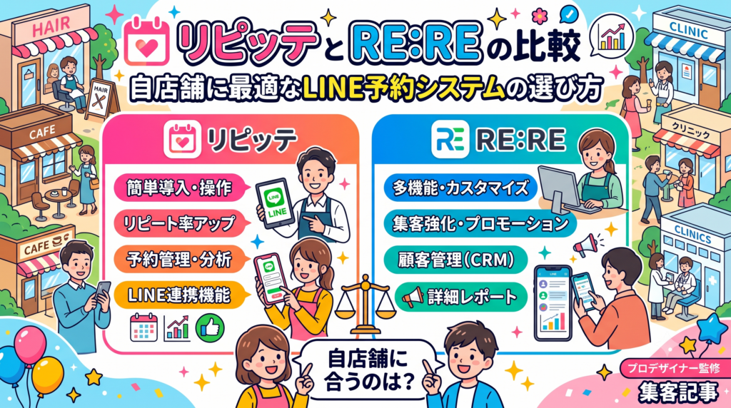リピッテとRE:REの比較：自店舗に最適なLINE予約システムの選び方