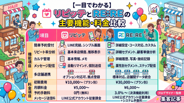 リピッテとRE:REの主要機能・料金比較