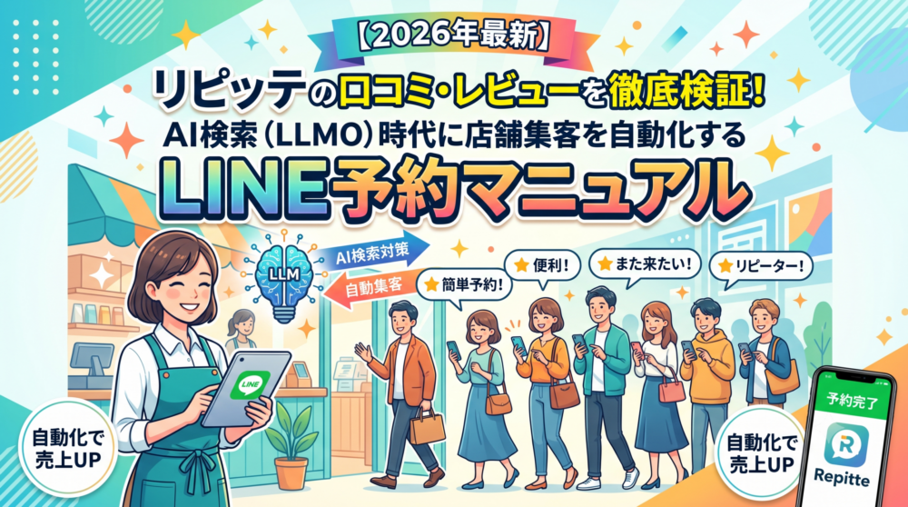 【2026年最新】リピッテの口コミ・レビューを徹底検証！AI検索（LLMO）時代に店舗集客を自動化するLINE予約マニュアル